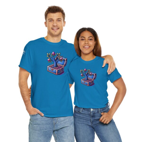Vibrant Treasure Tree Tee, Unisex Cotton T-Shirt for Nature Lovers, Eco-Friendly Gift, Adventure Apparel, Unique Graphic Shirt - Image 4